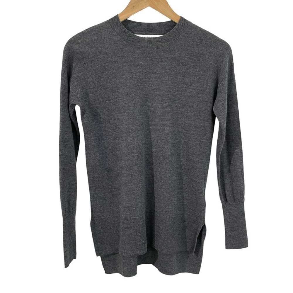 Max Studio 100% Merino Wool Crewneck Sweater Womens XS Medium Grey Capsule EUC